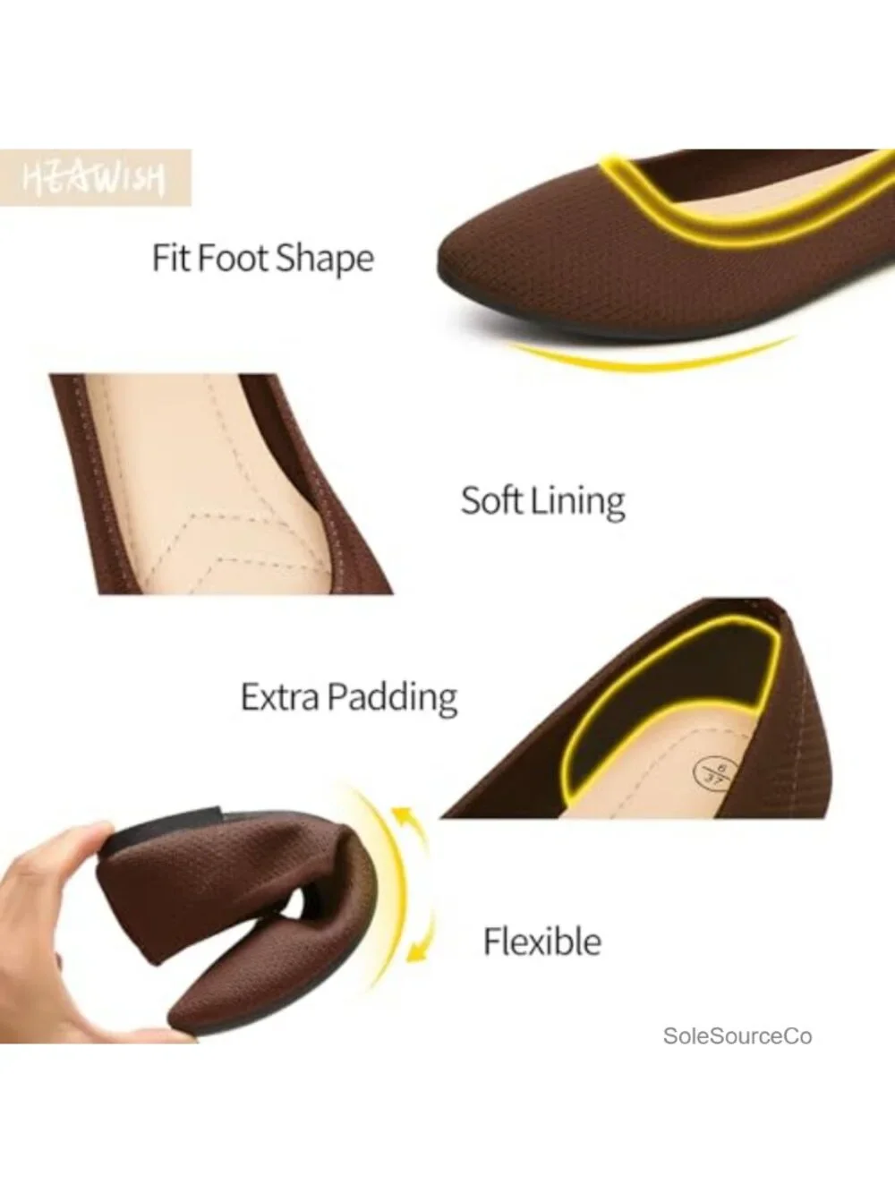 Women's Ballet Flats Mesh Pointed Toe Slip On Dress Shoes Breathable Knit